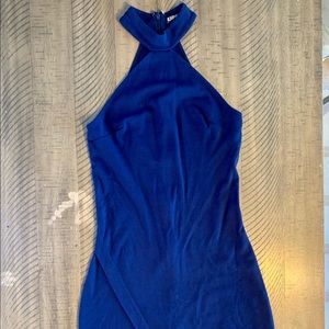 Express navy halter asymmetrical fitted dress Sz 4